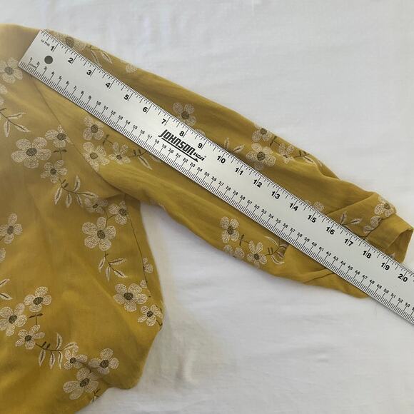 Low high Floral Women Top Blouse Size SX Mustard color - Picture 6 of 8